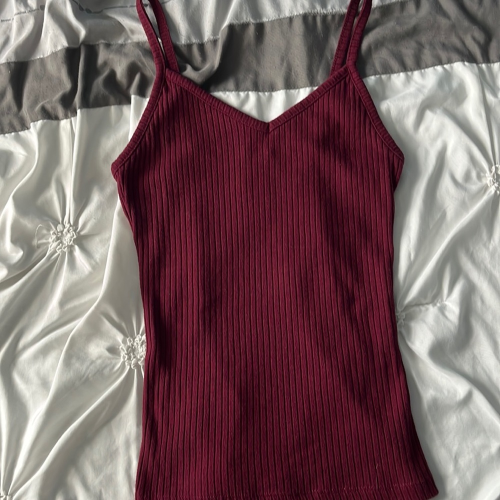 Maroon Ribbed Tank